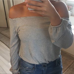 Express striped off the shoulder top